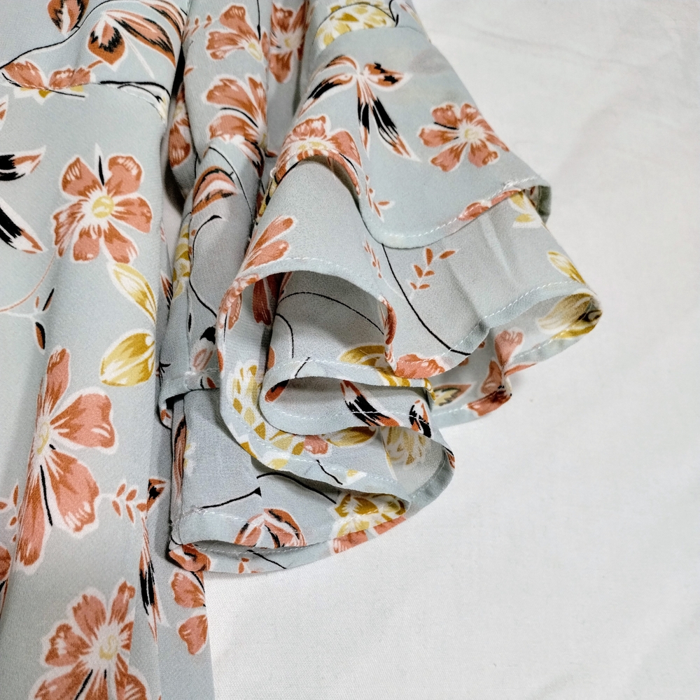 Natura Knee Length Dress Sz Medium Blue Floral Flowy Boho Cottagecore Peasant - Picture 7 of 15